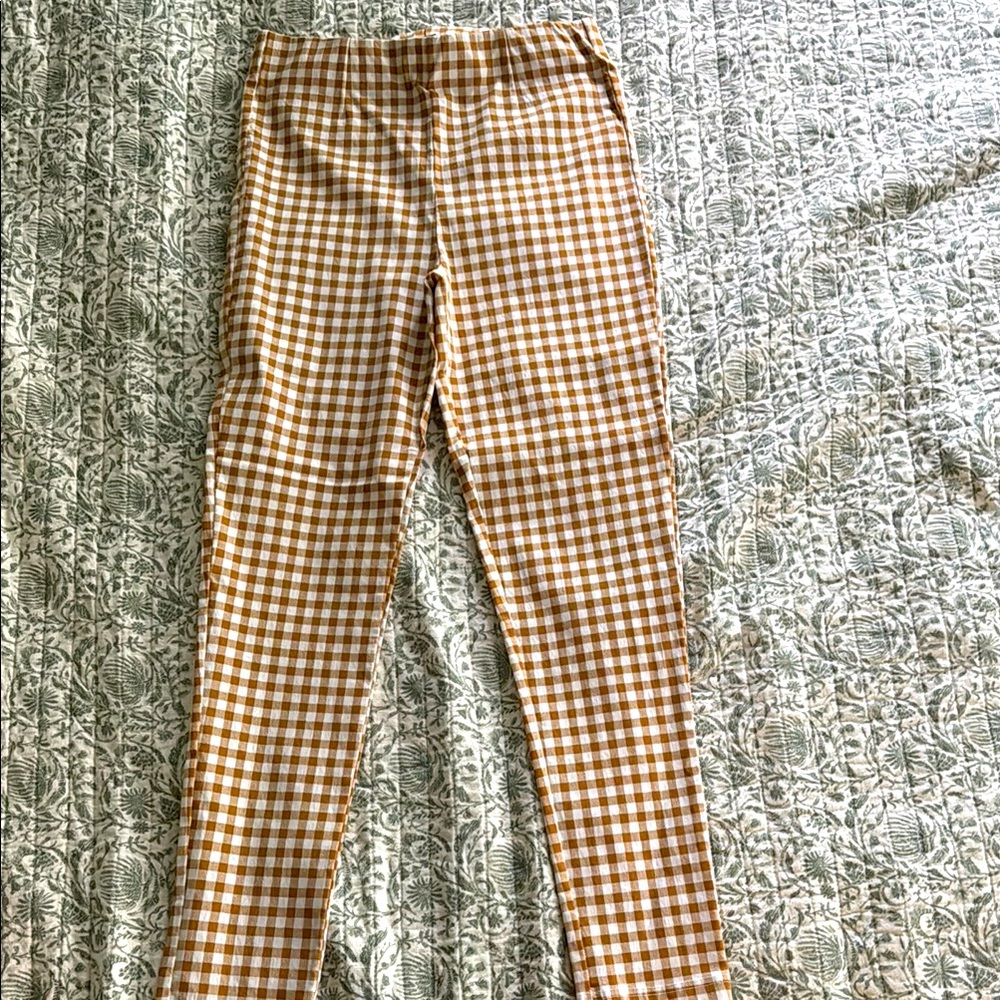 Forever 21 Tan and White Gingham Pants